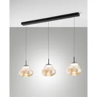 FABAS LUCE Glas pendellampa Deva, dimbar, Creme / bärnsten, Vardagsrum / matsal, Glas, Modern, Pendellampa
