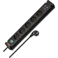 Brennenstuhl Bremounta - Effektband - utgångskontakter: 5 (2 x USB, 5 x strömtyp F) - 3 m sladd - svart