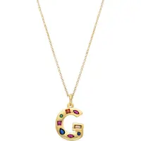 Luxenter Luxenterhalsband med flerfärgade zirkoner 18k guldfinish - Alfabet