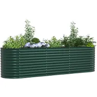 vidaXL Trädgårdslyftbädd Grön Galvaniserat stål 320 x 80 x 81 cm Hållbar