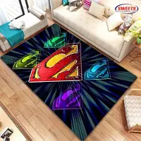 Jacket-pa NEJ.1 DC Superman Logotema Matta! Sovrumsgolv Vardagsrum Sängmatta, Halkfri Utsökt Heminredning, Slitstark Maskintvättbar Matta 100x150cm