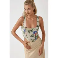 Hiccups for Kids Rutig Krage Blommigt Crop Top