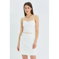 MixRay Hjärta Krage Figurerad Crop Blus