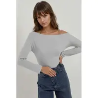 Hiccups for Kids Ribbad långärmad topp med off-shoulder och randig design