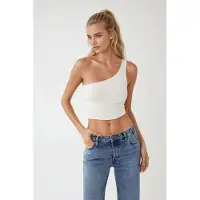 Hiccups for Kids Asymmetrisk Krage Åtsittande Crop Top