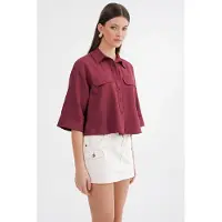MixRay Kortärmad Crop Poplin Skjorta