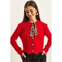 Bianco Texturerad Stickad Tröja Cardigan