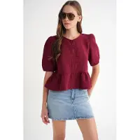 MixRay Texturerad Muslin T-shirt med Knäppning