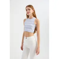 Hiccups for Kids Randig Crew Neck Crop Top