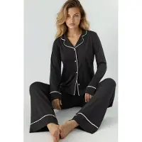 Hiccups for Kids Avslappnad passform långärmad pyjamasuppsättning i extra mjukt material med skjortkrage