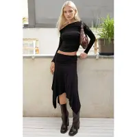 Hiccups for Kids Draperad Normal Midja Asymmetrisk Flexibel Midi Kjol