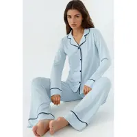 Hiccups for Kids Avslappnad passform långärmad pyjamasuppsättning i extra mjukt material med krage