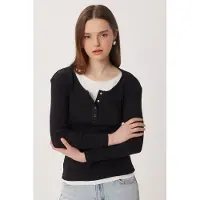 Happiness İstanbul Slim Fit Ribbade Knapplånga Ärmar Blus