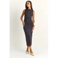 Bianco Prickig Bodycon Midi Klänning
