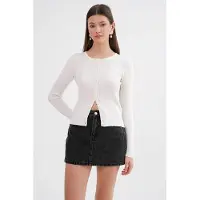 MixRay Knappad Slim Fit Ribbad Stickad Cardigan