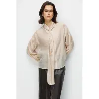 MixRay V-ringad blus med slipsdetalj