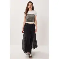 Happiness İstanbul Hög midja maxikjol i chiffon