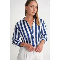 MixRay Randig Poplin Skjorta