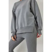 Bianco Texturerat Stickat Capri Aktiv Set med Rundhals
