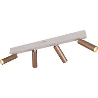 TRIO Lighting LED-takspotlight Ambala, längd 65 cm, grå/brun, 4 lampor dimbar, Aluminium / grå / zink, Vardagsrum / matsal, Metall, Modern, LED-taklampa
