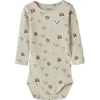 Name it Body l/ä - Rib - NbnJoppi - Mandelmjölk - - 1½ år (86) - Body L/Ä