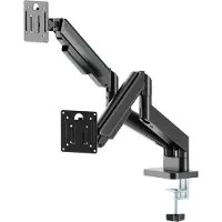 Gembird - Monteringssats (2 vridbara armar, bordsfäste, 2 VESA-plattor) - justerbara gasfjäderarmar - för 2 LCD/plasmapaneler - aluminium, stål - svart - skärmstorlek: 17-32 - disk-monteringsbar