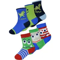 Sock Snob 6-pack Baby Boys Monsters Dinosaurie Design Pattern Socks | | Roliga bomullsstrumpor för småbarn - Dinosaurie