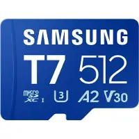Samsung T7 microSDXC-Kort Box 512 GB UHS-I U3, A2 Application Performance Class, Class 10, v30 Video Speed Class