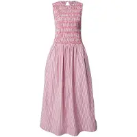 Tommy Hilfiger Klänning 'Stripe Smock Sleeveless Fit And Flare Maxi' marinblå / rosa / ljusröd