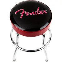 Fender Red Sparkle Logo Barstool Black/Red Sparkle/Chrome 24"