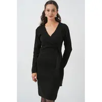 Big Dart Bodycon midi-klänning med V-hals och knytning