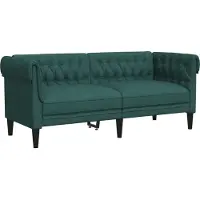 vidaXL Chesterfieldsoffa, 2-sits, mörkgrön, tygklädsel