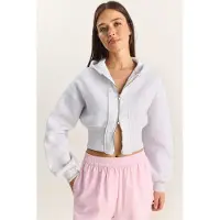 Bianco Huvtröja i slim fit med ribbat stickat tyg, kort modell
