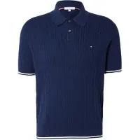 Tommy Hilfiger T-shirt 'Cable Short Sleeve' marinblå / vit