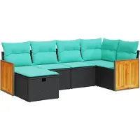 vidaXL Loungegrupp med dynor 6 delar svart konstrotting