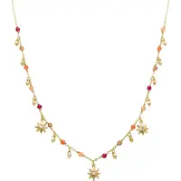 Luxenter Sterling Silver 925 halsband med mångfärgad kristall i 18K gult guld - Sekhay