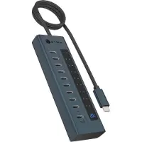 Icy Box 61171 USB-hubb 12 + 4 Port USB-C, USB-C kontakt (Power Delivery) USB 3.2 Gen2 10 GBit/s LED-display, Aluminiumhölje Blå IB-HUB1450-C31