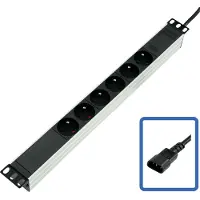 Lanview POWER STRIP 19 - 6 WAY - FULL ALUMINIUM WITH C14 UPS PORT, Svart, Svart, 2,5 m, 4000 W, 510 mm, 97 mm