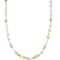 Luxenter Sterlingsilver 925 halsband med vit pärlemor avslutat i 18K guld - Wicoy
