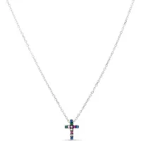 Luxenter Sterling Silver 925 halsband med flerfärgad zirkonia rodiumpläterat - Sharra