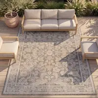 FRAAI Utomhusmatta | Bloom Oriental taupe hos Volero | 120x170 cm | Polyester | Blommig | Rektangulär | Plattvävd