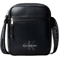 Calvin Klein Axelremsväska 'Monologo Webbing Strap' grå / svart / vit