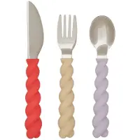 OYOY Bestick - Silikon - 3 Delar - Mjuka bestick - Lavender/Vani - - One Size - Barnbestick