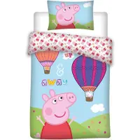 Licens Greta Gris sängkläder - 100% bomull - Junior påslakanset 100x140 cm - Luftballong