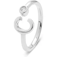Luxenter 925 Sterling Silver Ring med Rhodiumpläterad Briljant Zirkonia - Alfabet