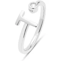 Luxenter 925 Sterling Silver Ring med Rhodiumpläterad Briljant Zirkonia - Alfabet