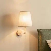 TK Lighting Vägglampa Elizabeth , dimbar, Creme / bärnsten, Vardagsrum / matsal, Textil / tyger / siden, Modern, Vägglampa, vägglampa inomhus