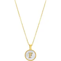 Luxenter -halsband i vit pärlemor med 18K guldfinish - Alfabet