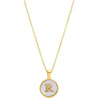 Luxenter -halsband i vit pärlemor, avslutat i 18K gult guld - Alfabet