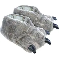 Slipper Snob Barn Nyhet 3D Monsterfötter Plsh Tofflor | Present till barn - Grå
